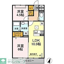 グリーングラス 2LDKの間取図画像