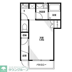Amour御幸2 1Kの間取図画像