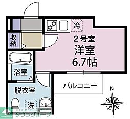 アルティザン鶴見 ワンルームの間取図画像