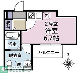 アルティザン鶴見 ワンルームの間取図画像