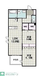 ソルクレスト 2LDKの間取図画像