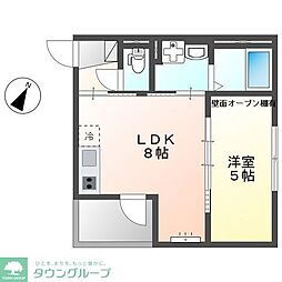 JR南武線 武蔵新城駅 徒歩19分の賃貸アパート 1階1LDKの間取り