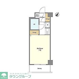 オーキッドレジデンス武蔵小杉 2階ワンルームの間取り