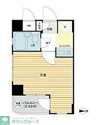 ライオンズマンション武蔵新城駅前 2階ワンルームの間取り
