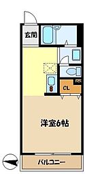 グレイスコート武蔵小杉 2階1Kの間取り