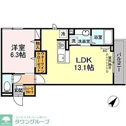 ディアコートクレスト 3階1LDKの間取り