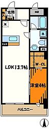 フィーノ武蔵小杉 3階1LDKの間取り