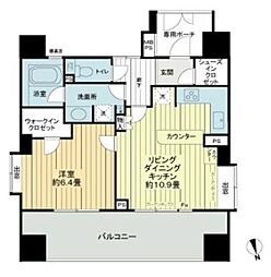 ライオンズステーションプラザ溝の口セントラルアベニュー 8階1LDKの間取り