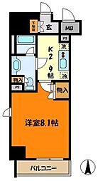 シエル武蔵小杉 5階1Kの間取り