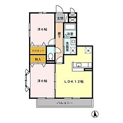 サザンクロス 2LDKの間取図画像