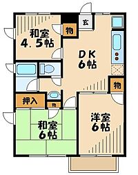 グリーンタウン神木C 3DKの間取図画像