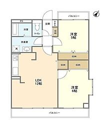 リオ梶ヶ谷 2LDKの間取図画像