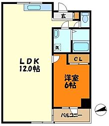 エスティガーデン 1LDKの間取図画像