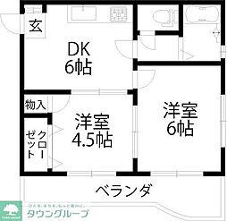 コアクレスト高津 2DKの間取図画像