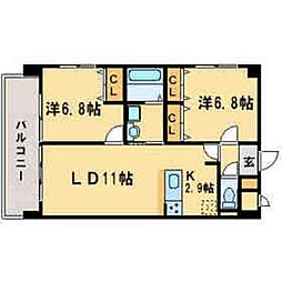 ラヴィッサン 2LDKの間取図画像