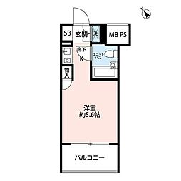 プレンディ鷺沼 ワンルームの間取図画像