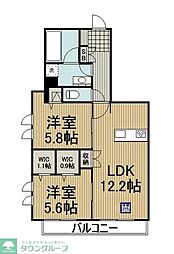 JR横浜線 町田駅 徒歩3分の賃貸マンション 1階2LDKの間取り