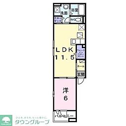 JR東海道本線 鴨宮駅 徒歩13分の賃貸アパート 1階1LDKの間取り
