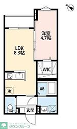 JR東海道本線 大船駅 徒歩9分の賃貸アパート 2階1LDKの間取り