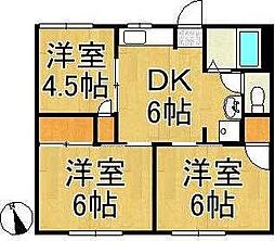 コーポ白山B棟 3DKの間取図画像