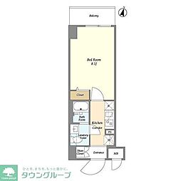 JR東海道本線 平塚駅 徒歩6分の賃貸マンション 7階1Kの間取り