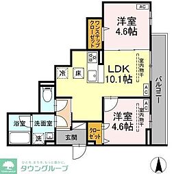 青木ビル 2LDKの間取図画像