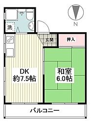 江ノ島シーサイドマンション 1DKの間取図画像