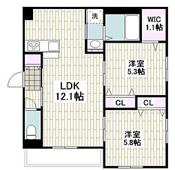 メルベージュ鵠沼海岸 2LDKの間取図画像