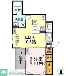 パラディーゾ湘南 1LDKの間取図画像