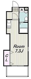 シェルコート 1Kの間取図画像