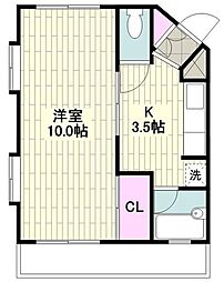 コーポリヴァー片瀬 1Kの間取図画像