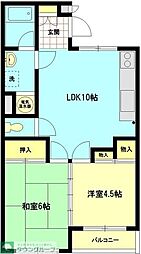 クリタハイツ 2LDKの間取図画像