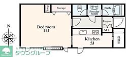 片瀬ロジュマン 1Kの間取図画像