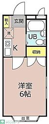 クレアール茅ヶ崎2 1Kの間取図画像