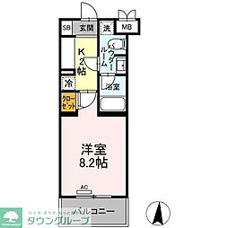 ファンディ平塚 1Kの間取図画像
