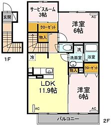 クレール湘南台4A 2SLDKの間取図画像