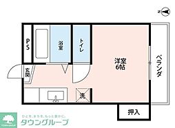 サザンウインドウ 1Kの間取図画像