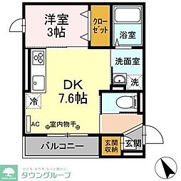 エムズバーレイ湘南平塚 1DKの間取図画像