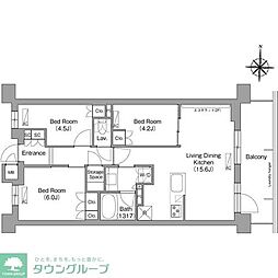西武多摩湖線 八坂駅 徒歩8分の賃貸マンション 4階3LDKの間取り
