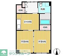 西武池袋線 秋津駅 徒歩13分の賃貸マンション 3階2DKの間取り