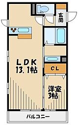 西武池袋線 武蔵藤沢駅 徒歩6分の賃貸アパート 1階1LDKの間取り