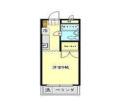 JR武蔵野線 東所沢駅 徒歩6分の賃貸マンション 2階1Kの間取り