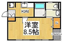 西武池袋線 所沢駅 徒歩5分の賃貸マンション 3階1Kの間取り
