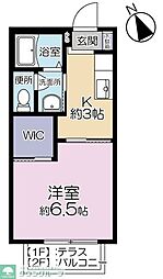JR武蔵野線 新小平駅 徒歩17分の賃貸アパート 1階1Kの間取り