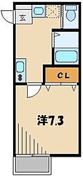 グランステージ秋津 2階1Kの間取り
