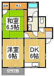 西武池袋線 西所沢駅 徒歩8分の賃貸アパート 2階2DKの間取り