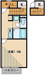 西武池袋線 飯能駅 バス15分 丙新田下車 徒歩5分の賃貸アパート 2階1Kの間取り