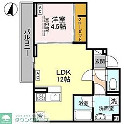 D-Sereno志木柏町 3階1LDKの間取り