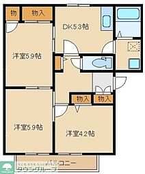 西武池袋線 清瀬駅 バス15分 三角山下車 徒歩2分の賃貸アパート 1階3Kの間取り