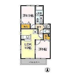 ペニーレーンＡ 2階2LDKの間取り